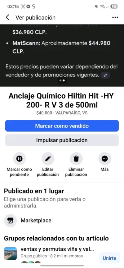 Anclaje químico Hilti 200 -R v 3 de 500 ml - miniatura 3
