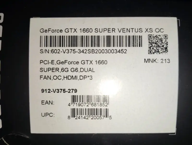 MSI GeForce GTX 1660 SUPER Ventus XS OC 6GB GDDR6 - 4