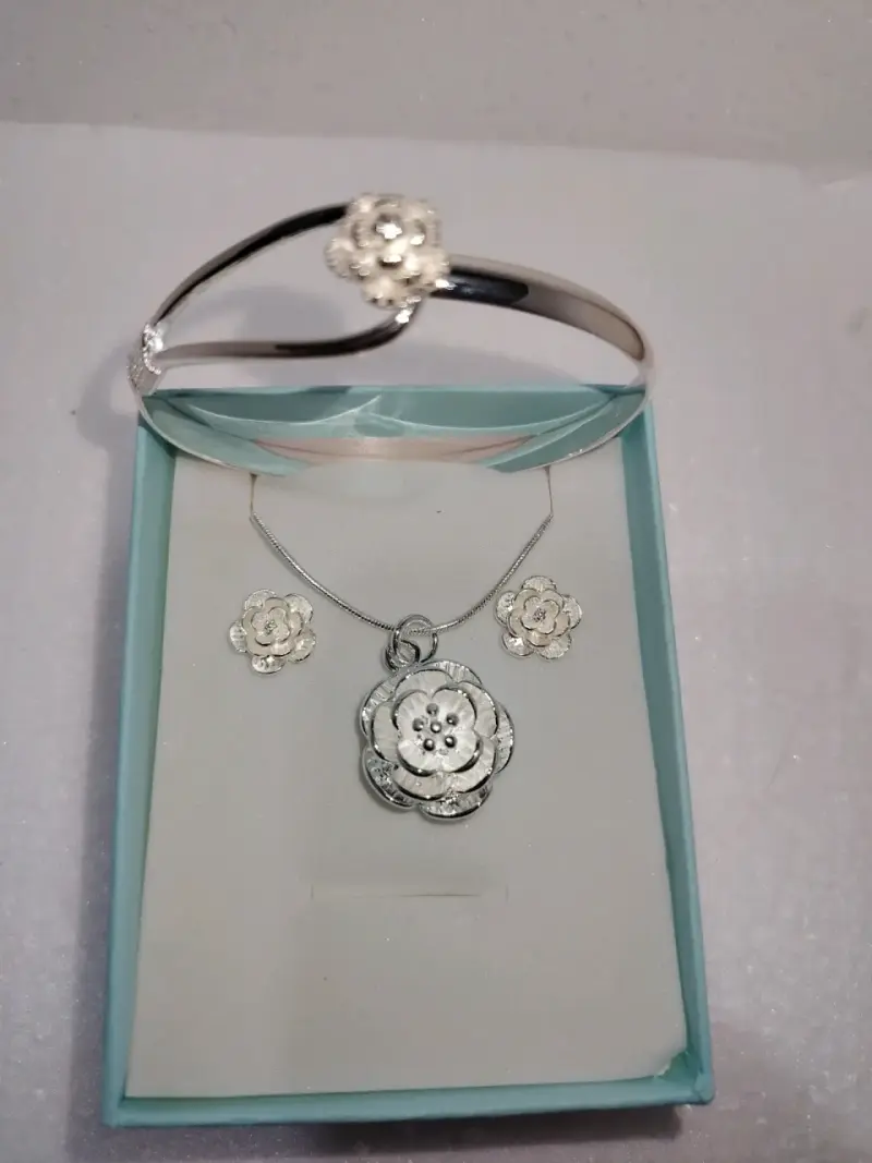 Set de joyería floral en plata 925 - 1
