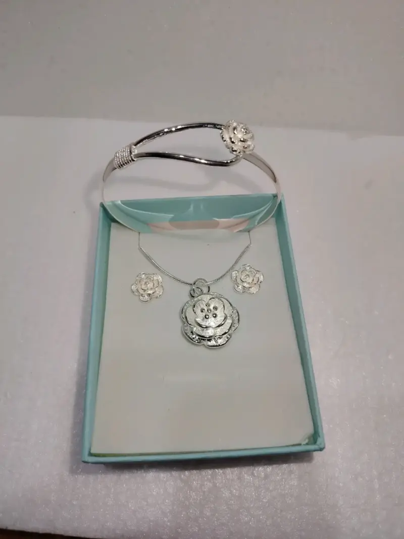 Set de joyería floral en plata 925 - 3