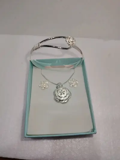 Set de joyería floral en plata 925 - miniatura 3