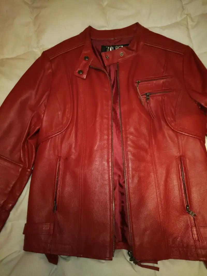 Chaqueta de cuero roja mujer - 1