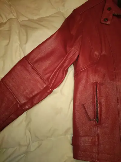 Chaqueta de cuero roja mujer - miniatura 2