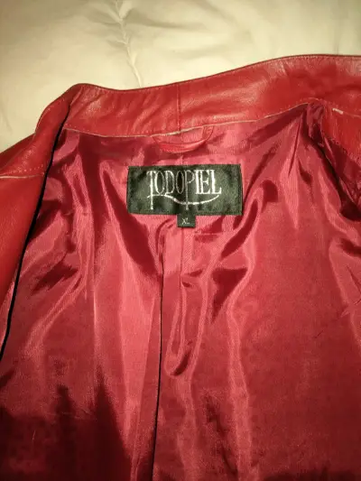 Chaqueta de cuero roja mujer - miniatura 3