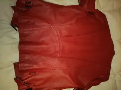 Chaqueta de cuero roja mujer - miniatura 4
