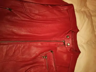 Chaqueta de cuero roja mujer - miniatura 5