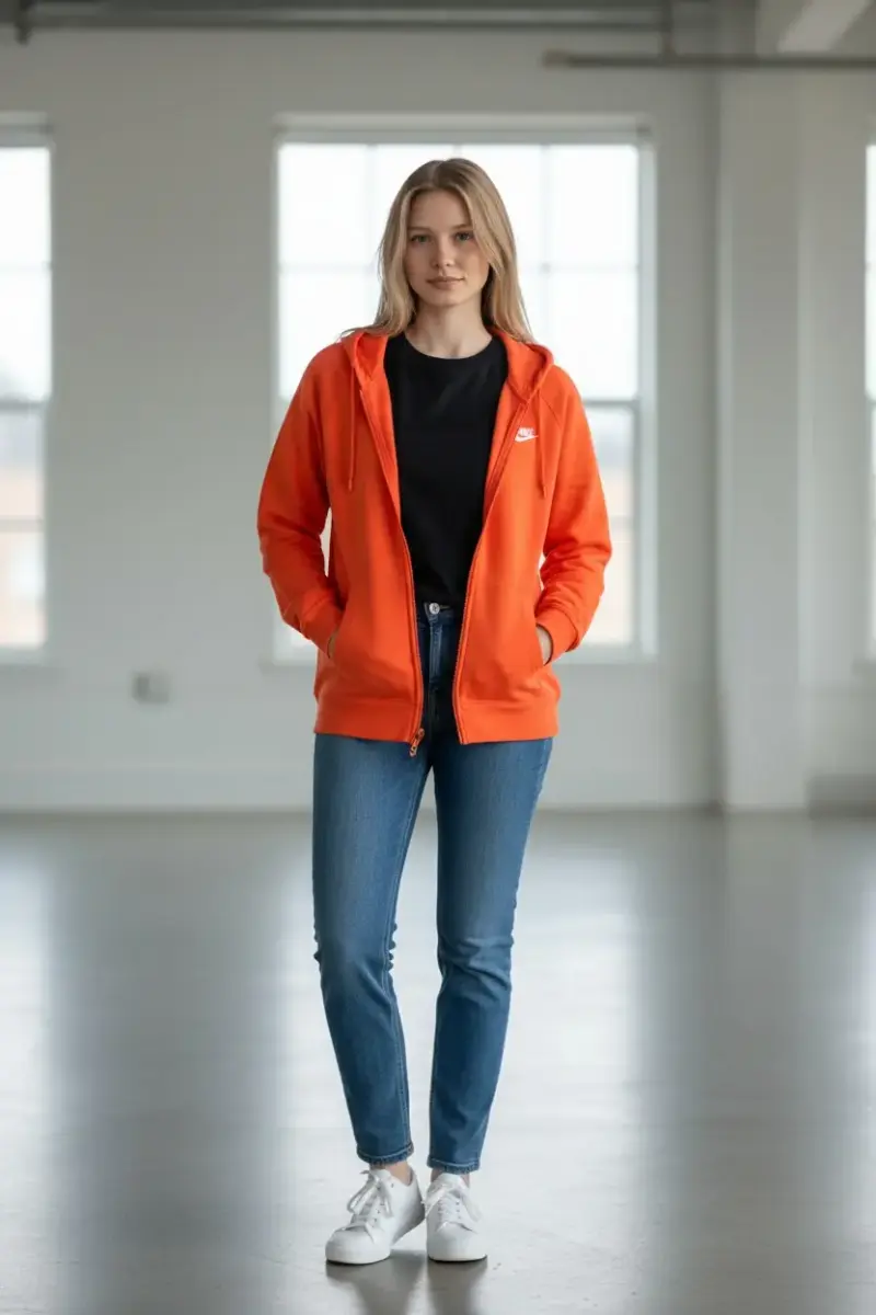 Polerón con capucha rojo Nike para mujer - 3