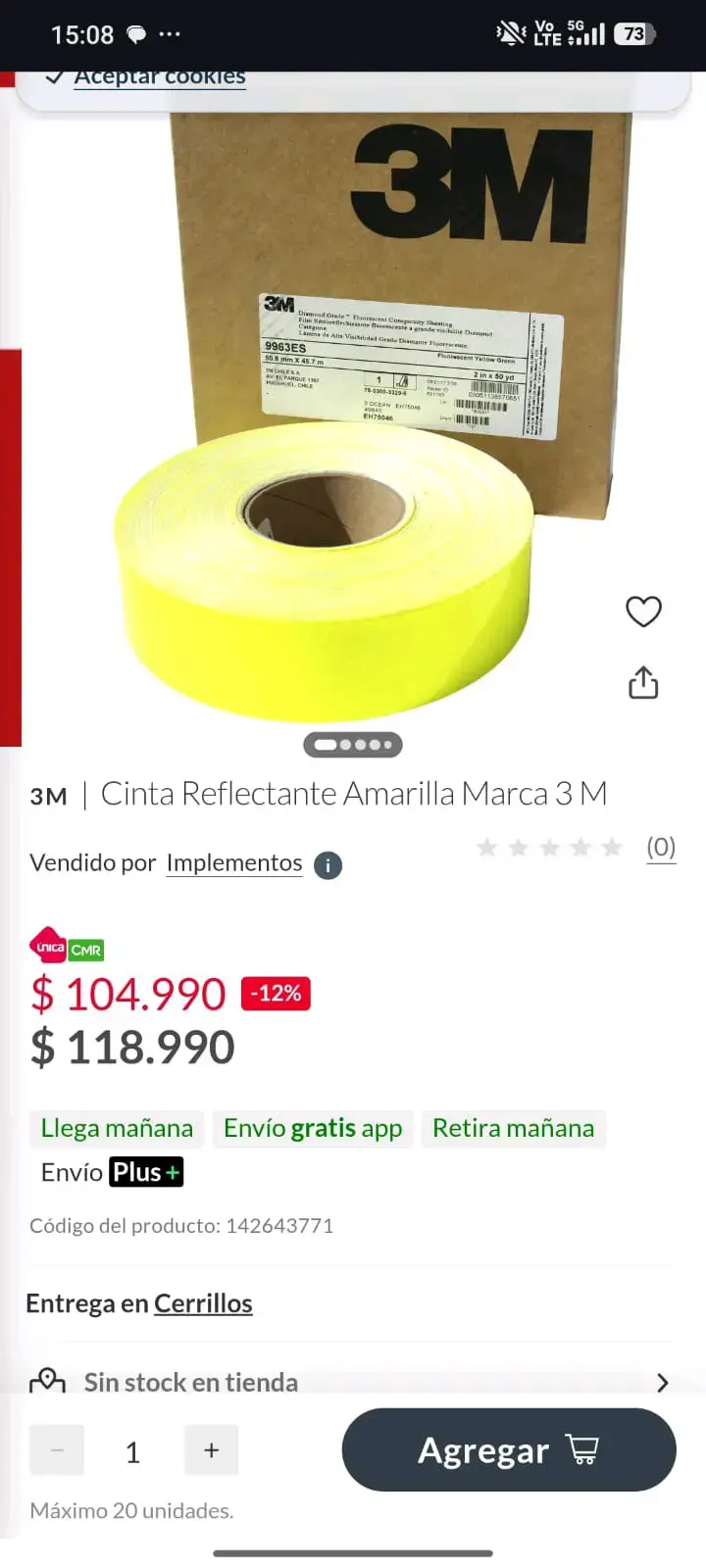 Rollo de cinta Reflectante amarilla y blanca marc - 5