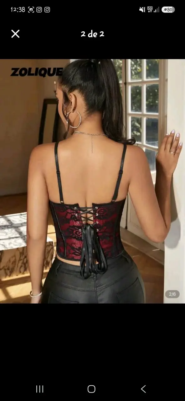 Corset de encaje rojo y negro Zolique - 2