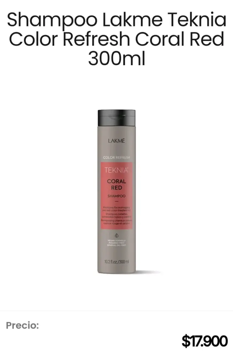 Shampoo Lakme Teknia Color Refresh Coral Red 300ml