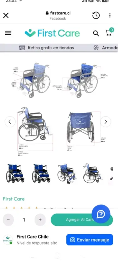 Silla de Ruedas Plegable First Care Azul - miniatura 4