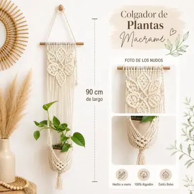 Colgador de macramé para plantas decorativo - miniatura 3