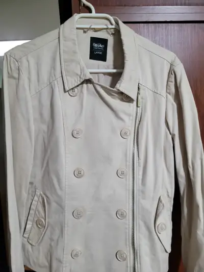 Chaqueta beige de algodón para mujer - miniatura 1