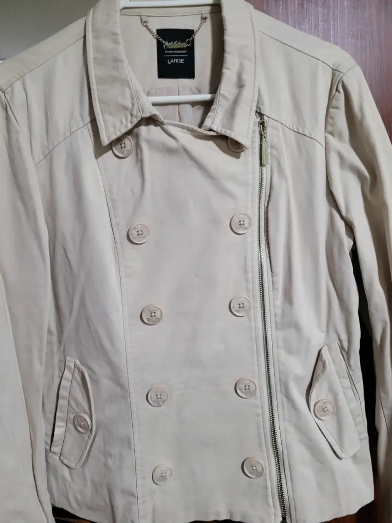 Chaqueta beige de algodón para mujer - 3