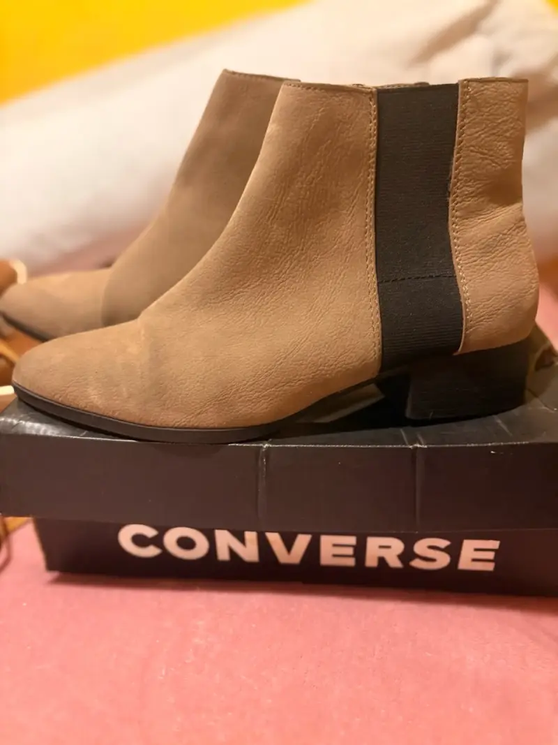 Botines de cuero beige para mujer - 2