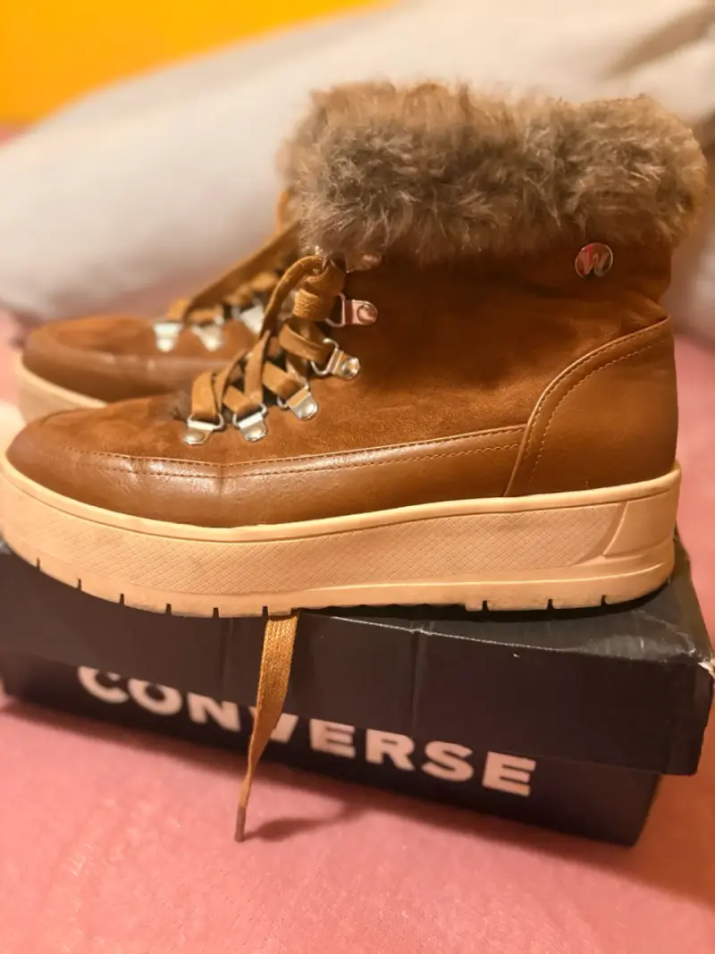 Botines de cuero beige para mujer - 5