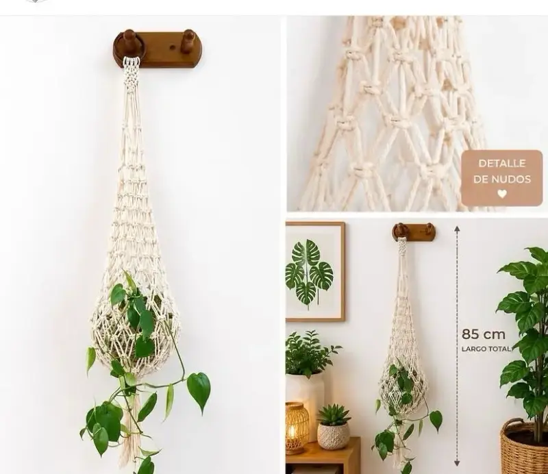 Colgador de macramé para plantas decorativo - 4