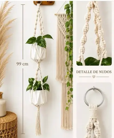 Colgador de macramé para plantas decorativo - miniatura 5