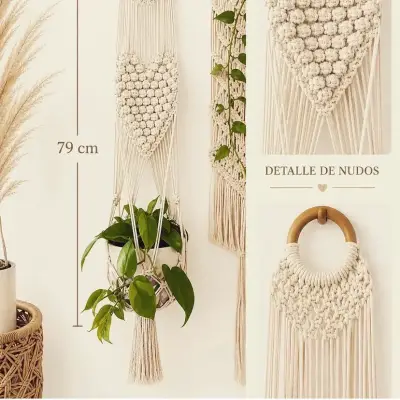 Colgador de macramé para plantas decorativo - miniatura 6