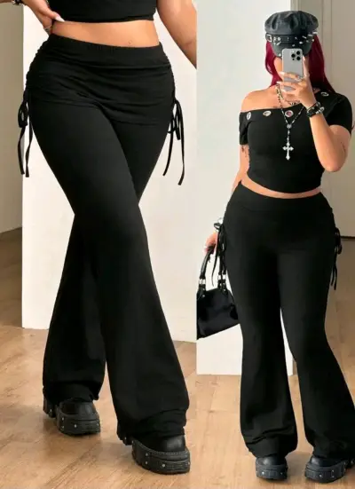 Conjunto de pantalón y top negro estilo urbano - miniatura 1