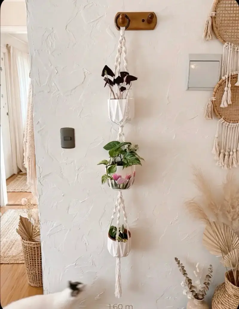 Colgador de Macramé para Plantas con Diseño de Corazón - 4