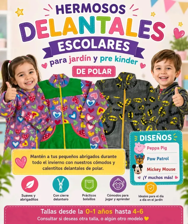 Delantales escolares de polar para niñ@s - 1