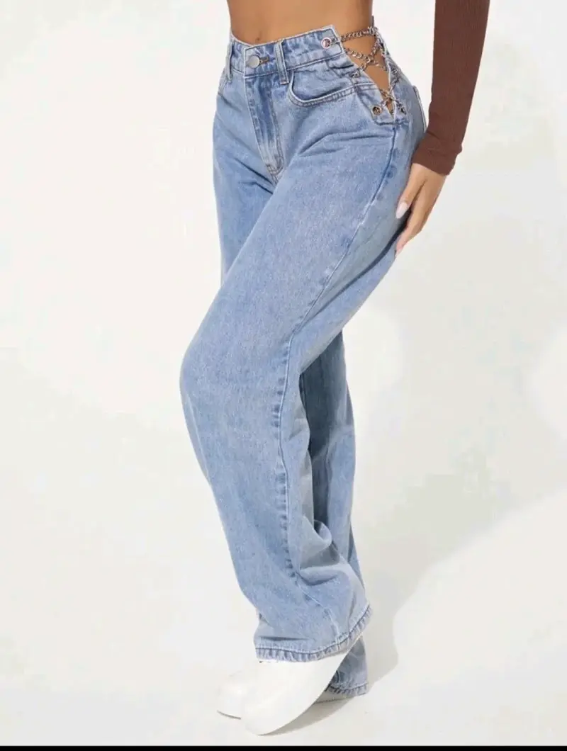 Jeans de mujer con cadenas laterales - 2