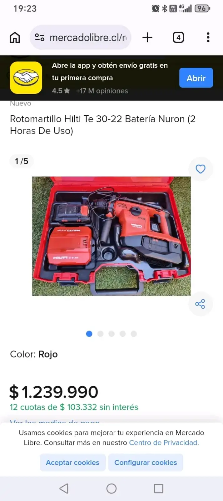 Rotomartillo Hilti TE 30-22 con batería Nuron - 2