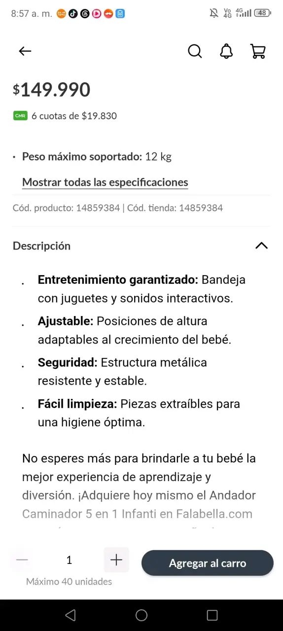 Andador Caminador 5 en 1 Infanti para Bebé - 5