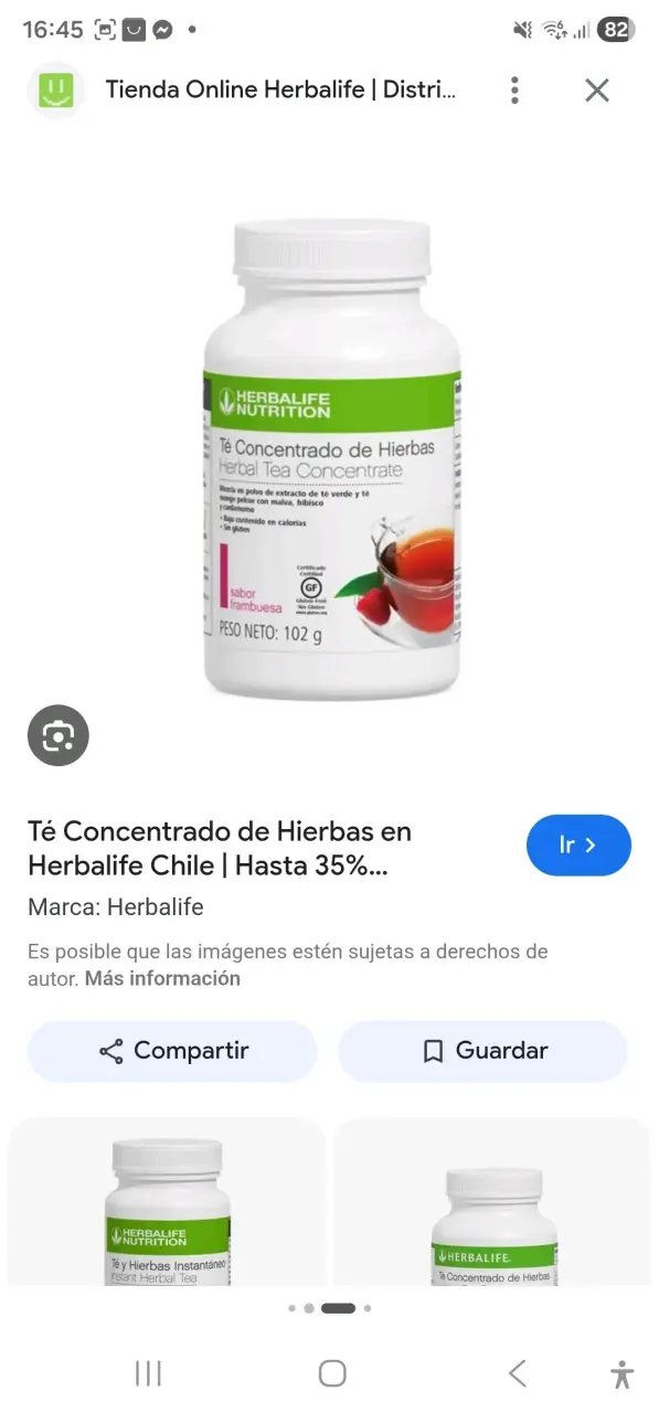 Té Concentrado de Hierbas Herbalife 102 mg