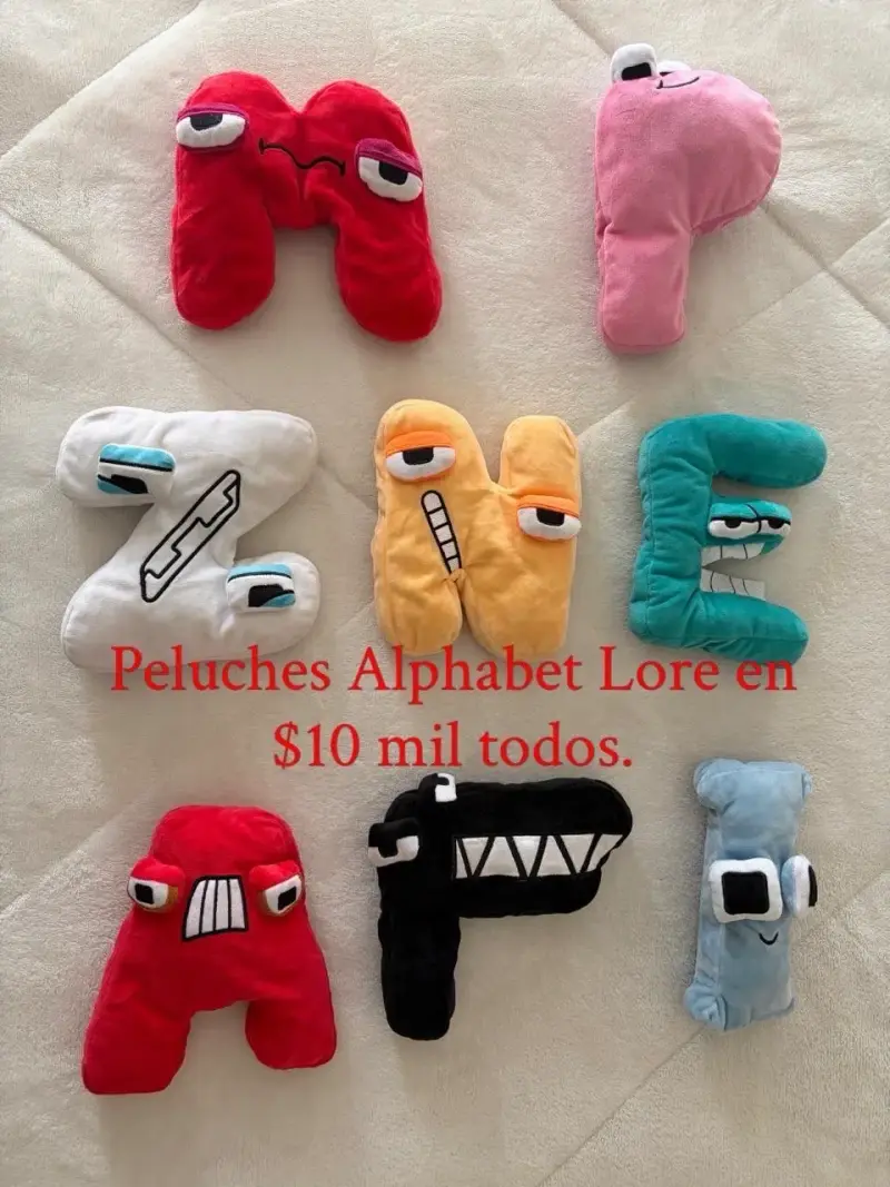 Set de Peluches Alphabet Lore Coloridos