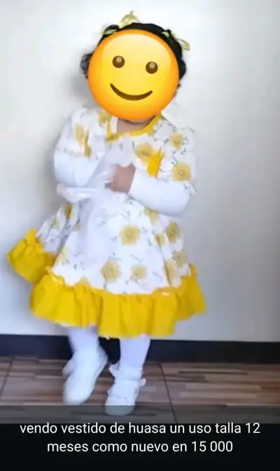 Vestido de huasa para niña con flores amarillas - miniatura 3