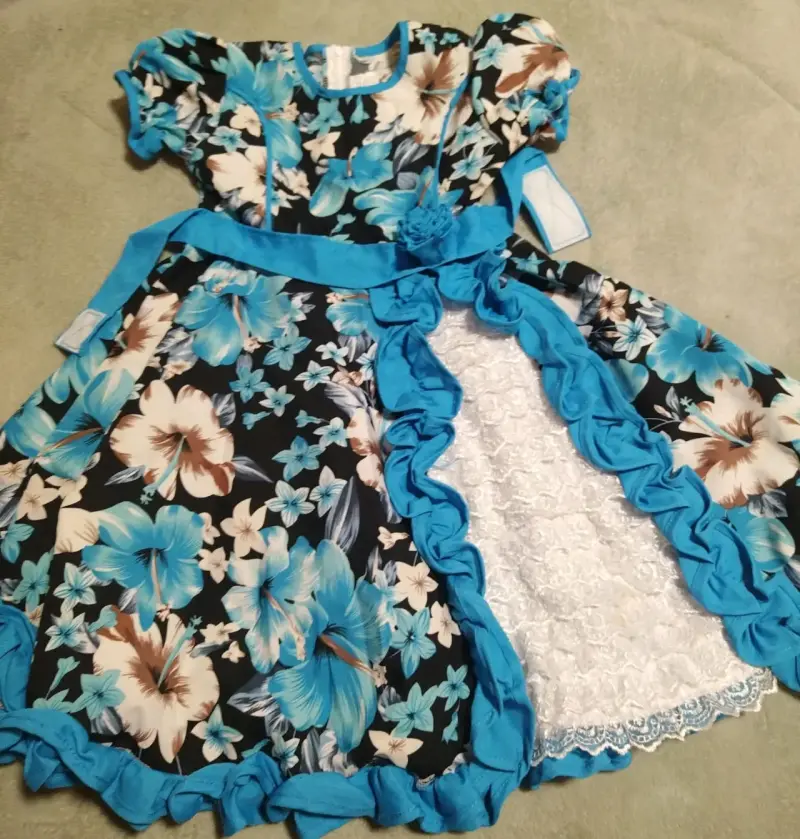 Vestido de huasa para niña con flores amarillas - 5