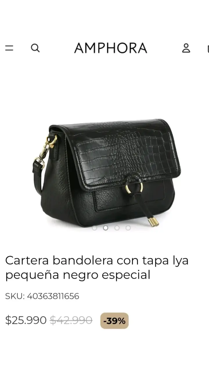 Cartera bandolera negra Amphora con textura especial