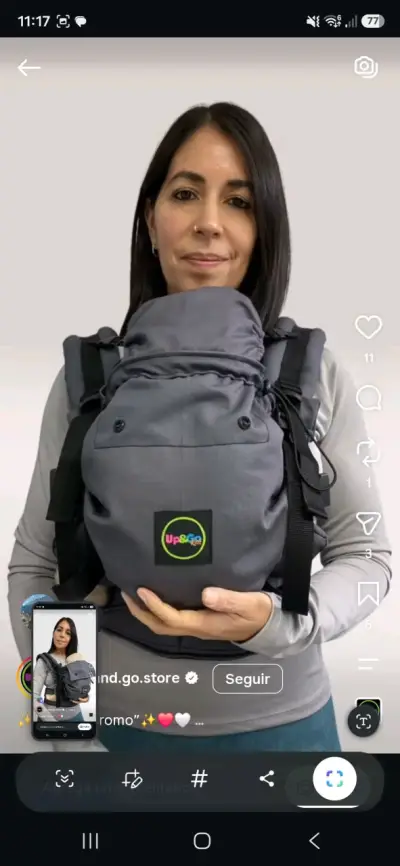 Mochila portabebés gris Up&Go - miniatura 2