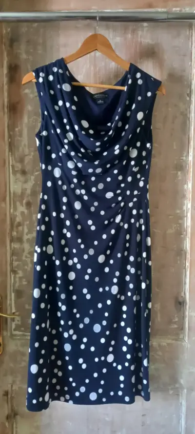 Vestido azul con lunares blancos Connected Apparel - miniatura 1