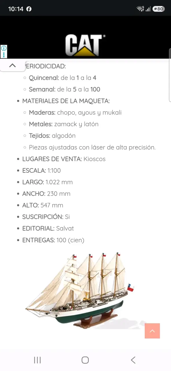 Maqueta Buque Escuela Esmeralda 1:110 Salvat - 2