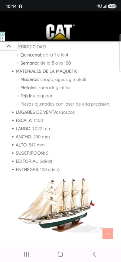 Maqueta Buque Escuela Esmeralda 1:110 Salvat - miniatura 2