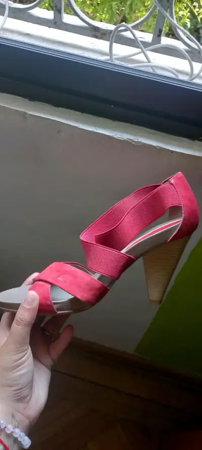 Sandalias rojas de tacón medio, marca Gacel - miniatura 2