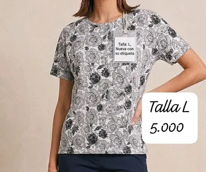 Polera estampada floral talla L nueva