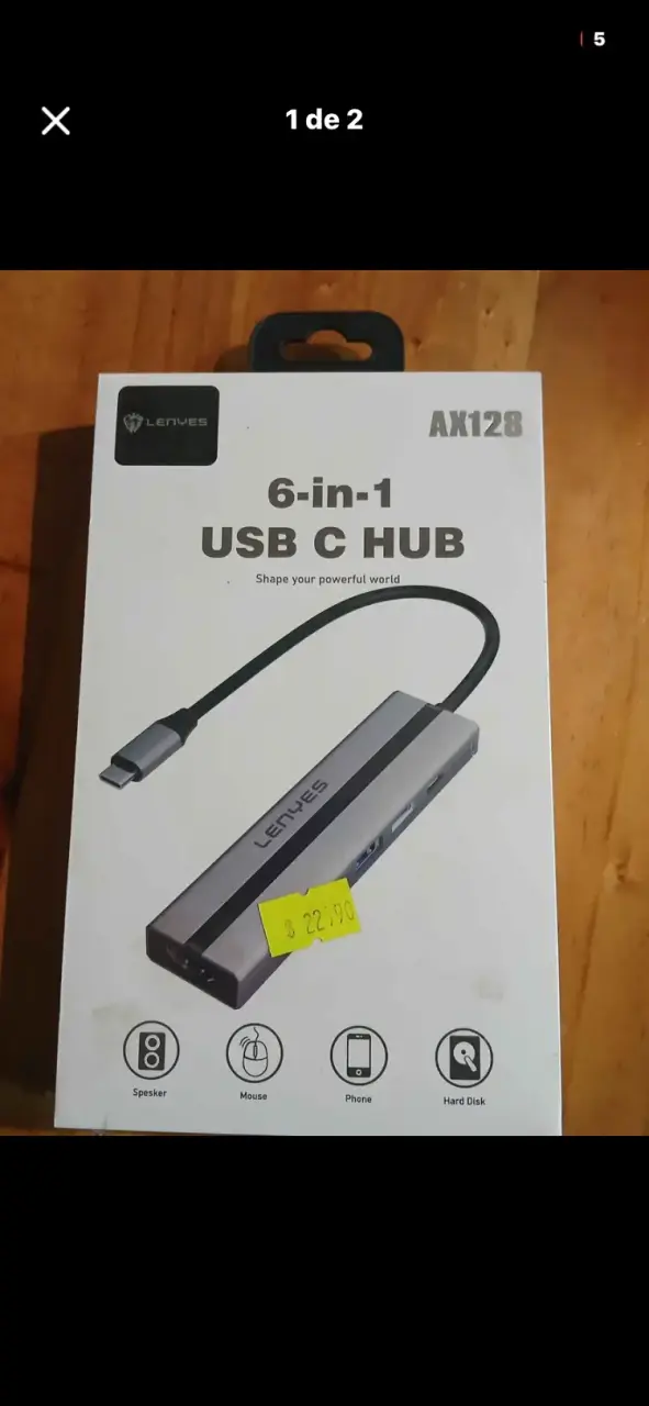 Hub USB C 6 en 1 Lenyes AX128 sellado