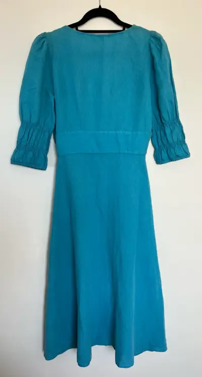 Vestido azul turquesa con botones Aldea Zapallar - miniatura 3
