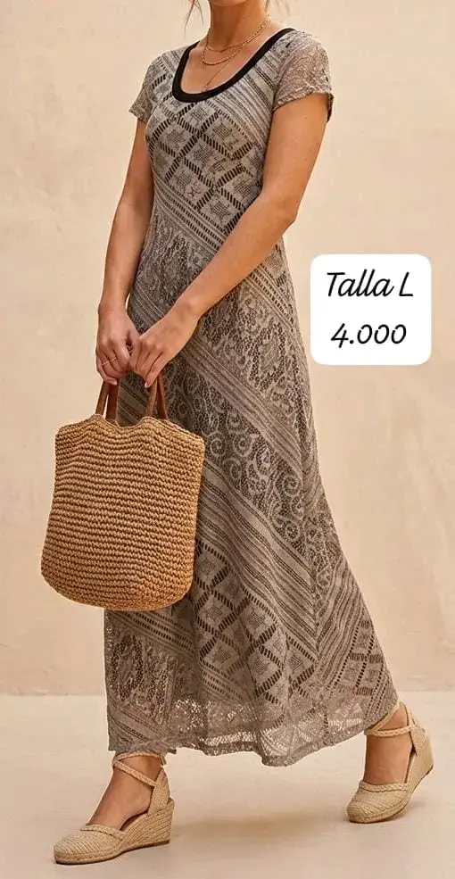 Vestido largo de encaje talla L