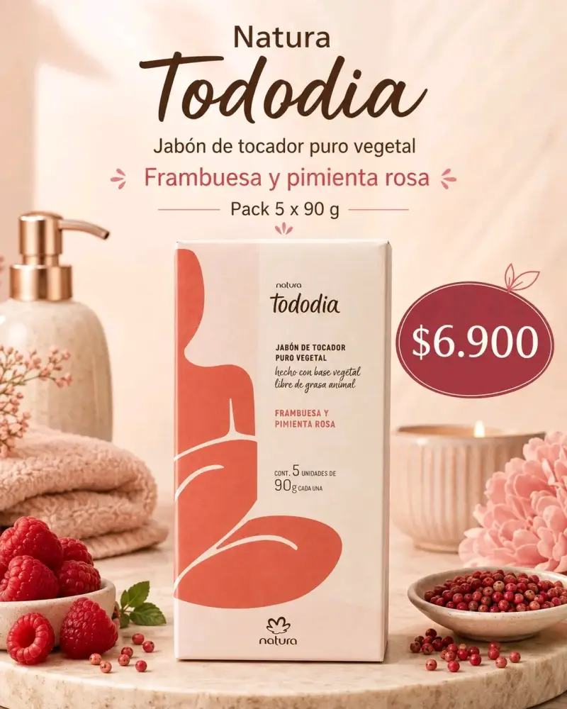 Pack de Jabones Natura Tododia Frambuesa y Pimienta Rosa