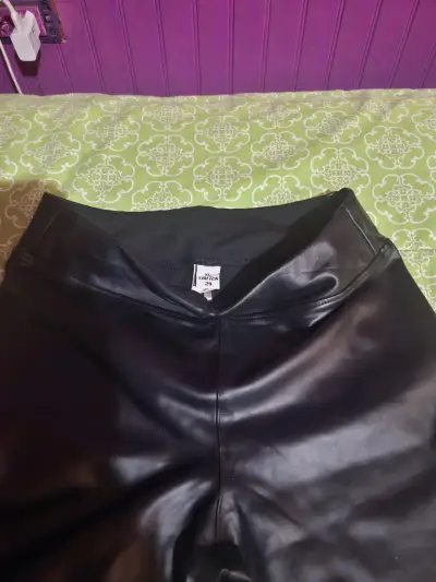 Leggings de cuero sintético negro talla XL - miniatura 1