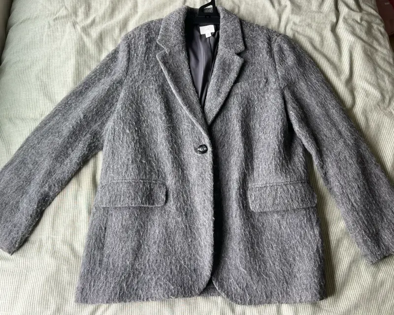 Blazer oversized gris de lana para mujer H&M - 1