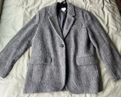 Blazer oversized gris de lana para mujer H&M - miniatura 1
