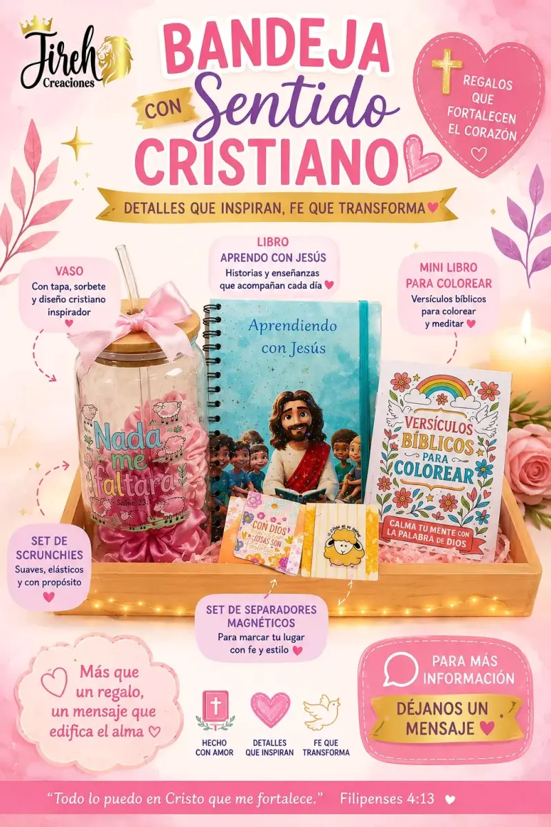Bandeja de Regalo Cristiano con Libros y Accesorios