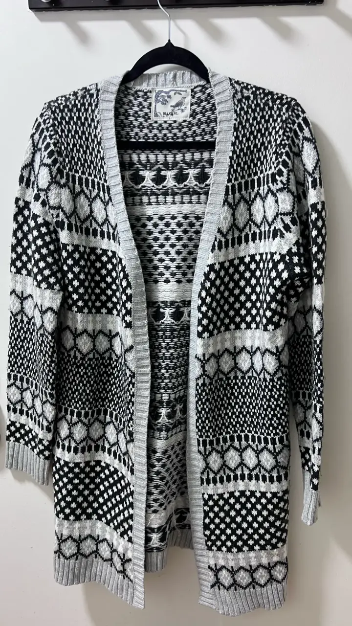 Cardigan de punto blanco y negro Bluebird - 1