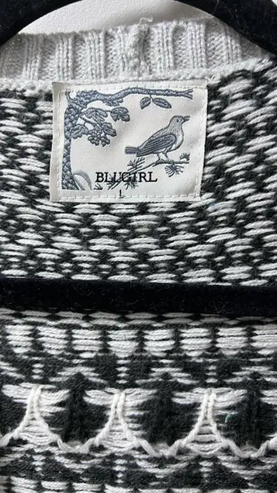 Cardigan de punto blanco y negro Bluebird - miniatura 2